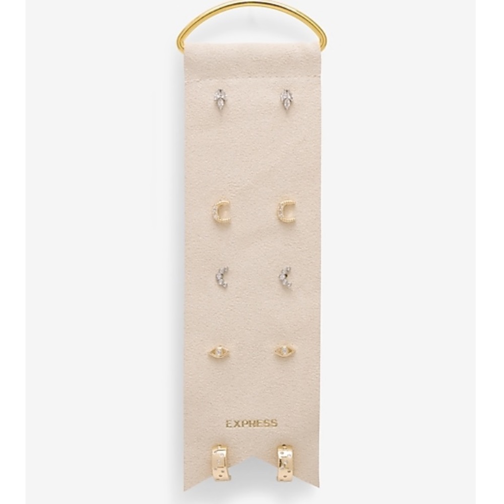 Express 5 Piece Motif Earring Gift Set Silver Gold